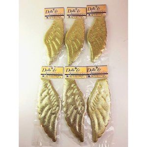 Lot of 6 Packs Puffy Gold Angel Wings 14" x‎ 2-3/4"  Mangelsen's NOS 90's…
